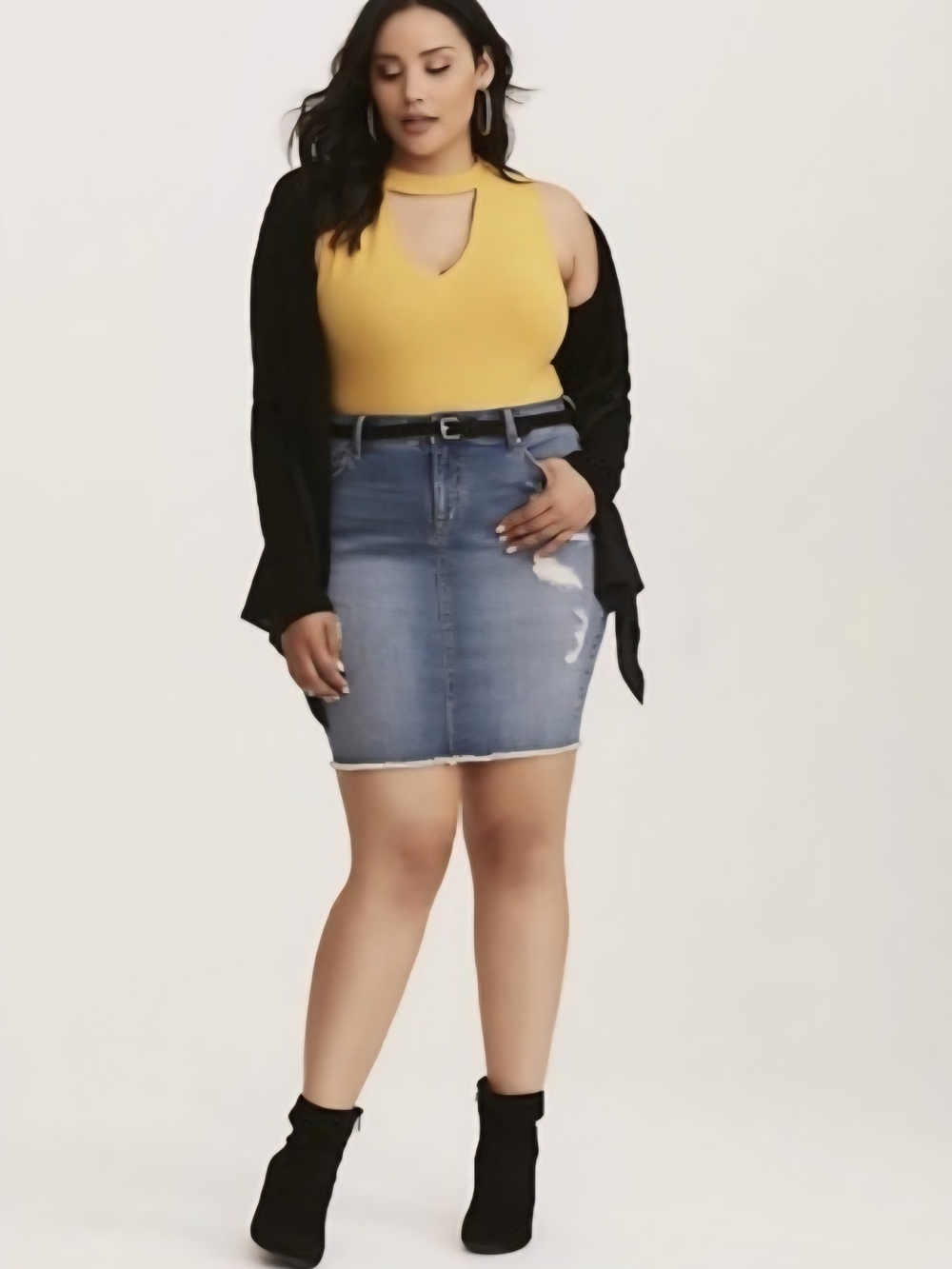 Torrid Denim distressed mini skirt
